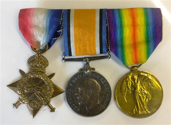 Trio WWI medals to Pte Hamilton (Captain WWII killed in action)